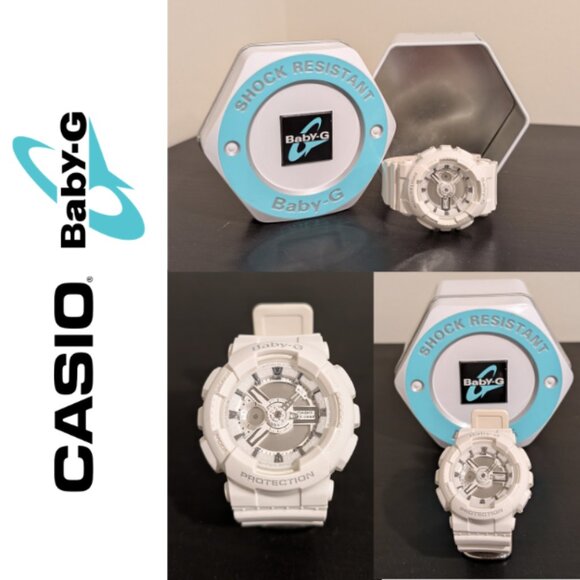 Casio Baby-G Water & Shock Resistant Watch, White & Metallic Silver, BA-110-7A3 - Picture 2 of 3